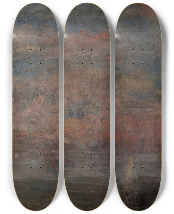 Triptych art skateboard deck of James Ensor After The Storm_2 by James Ensor (1860-1949)