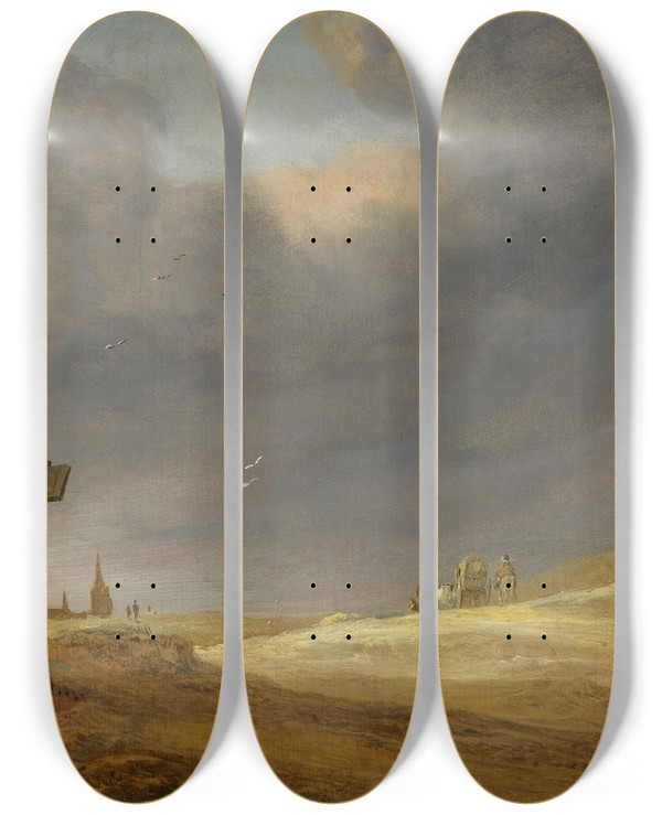 Triptych art skateboard deck of Jacob Salomonsz Van Ruysdael A Dune Landscape by Jacob Salomonsz Van Ruysdael (1630-1681)