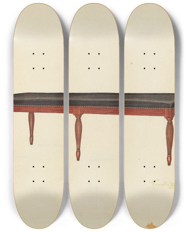 Triptych art skateboard deck of Frank Wenger Window Seat by Frank Wenger (20-)