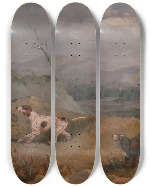 Triptych art skateboard deck of Henry Thomas Alken Grouse Shooting_1 by Henry Thomas Alken (1785-1851)