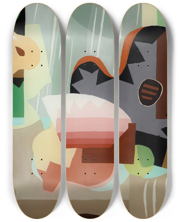 Triptych art skateboard deck of Louis Marcoussis Nature Morte La Palette by Louis Marcoussis (1883-1941)