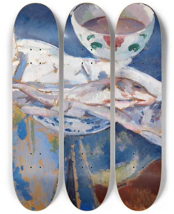 Triptych art skateboard deck of Rik Wouters Haddock by Rik Wouters (1882-1916)
