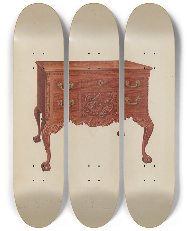 Triptych art skateboard deck of Francis Borelli Lowboy by Francis Borelli