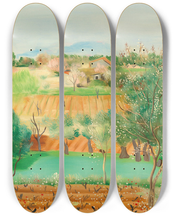 Triptych art skateboard deck of Mose Kisling Sanary by Moise Kisling (1891-1953)