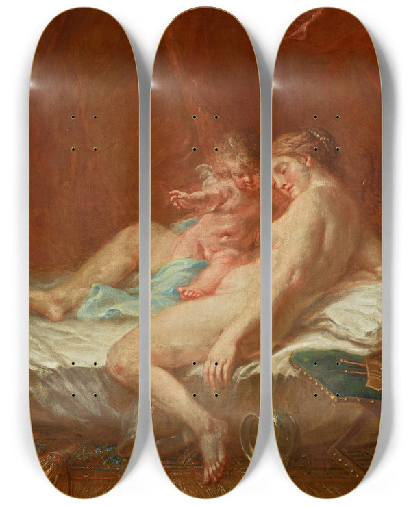 Triptych art skateboard deck of Martin Johann Schmidt Venus Und Amor by Martin Johann Schmidt (1718-1801)