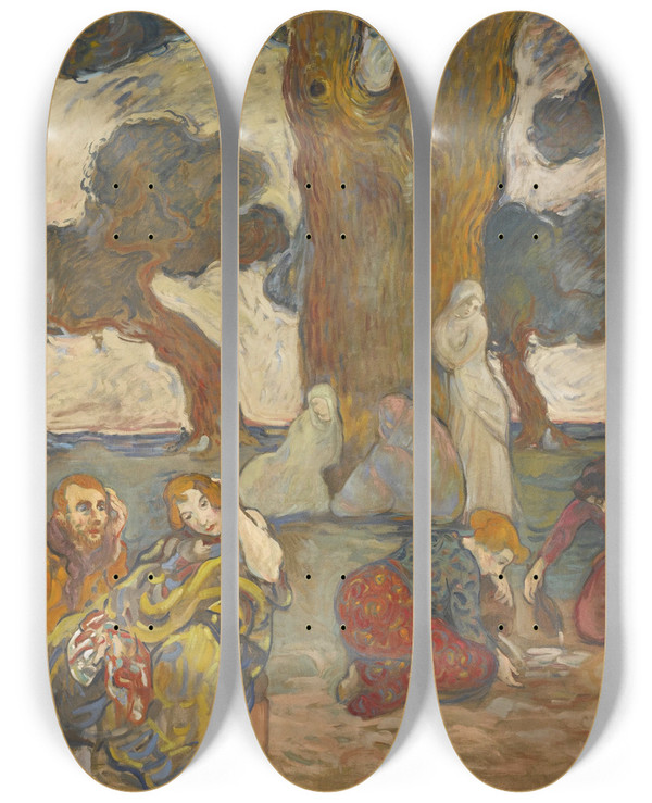 Triptych art skateboard deck of Louis Valtat Les Chnes De Dodone by Louis Valtat (1869-1952)