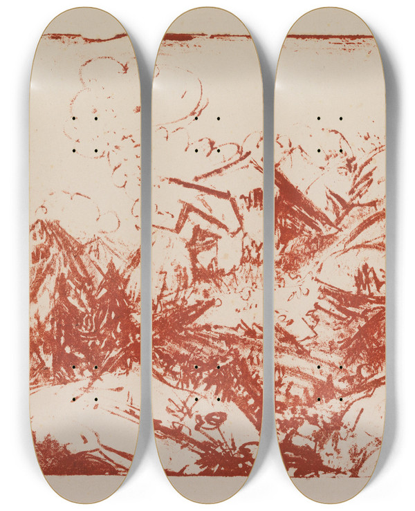 Triptych art skateboard deck of Ernst Ludwig Kirchner Alphtten_1 by Ernst Ludwig Kirchner (1880-1938)
