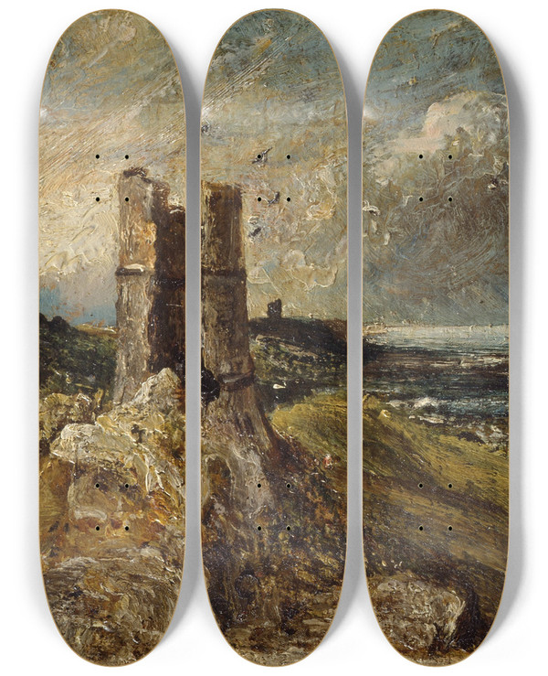 Triptych art skateboard deck of John Constable Hadleigh Castle by John Constable (1776-1837)