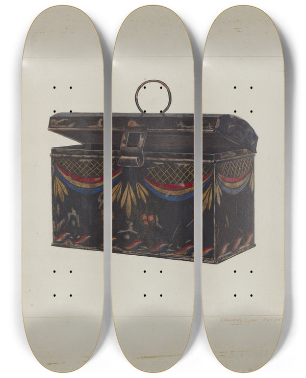 Triptych art skateboard deck of Edward L Loper Lunch Box_1 by Edward L Loper (1916-2011)