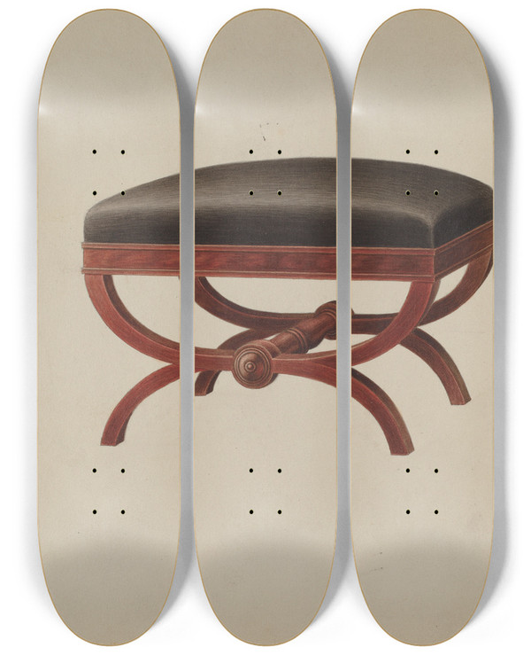 Triptych art skateboard deck of Frank Wenger Stool_3 by Frank Wenger (20-)