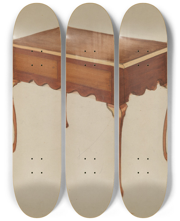 Triptych art skateboard deck of American 20Th Century Rectangular Table For Serving Or Tea by American 20Th Century