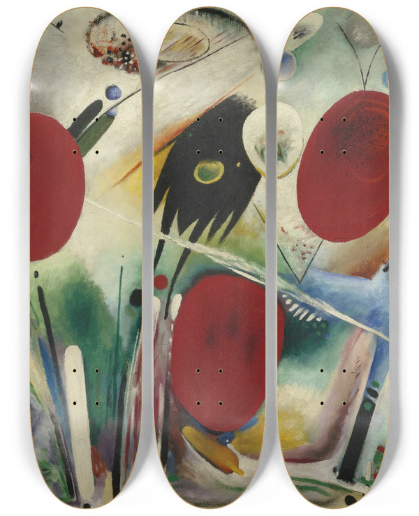 Triptych art skateboard deck of Rudolf Bauer Symphony by Rudolf Bauer (1889-1953)