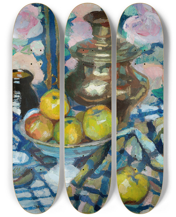 Triptych art skateboard deck of Stanisaw Kamocki Still Life With A Samovar by Stanislaw Kamocki (1875-1944)