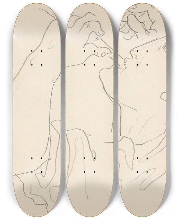 Triptych art skateboard deck of Mikul Galanda Sketchbook_74 by Mikulas Galanda (1895-1938)