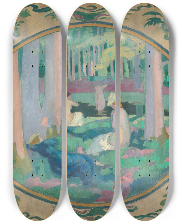 Triptych art skateboard deck of Maurice Denis Dans La Fort by Maurice Denis (1870-1943)