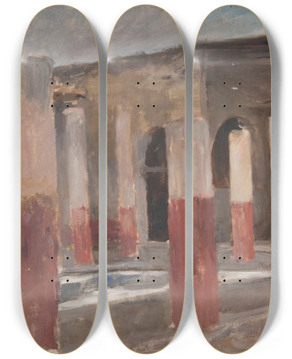 Triptych art skateboard deck of Jan Cigliski Pompeii by Jan Ciaglinski (1858-1913)