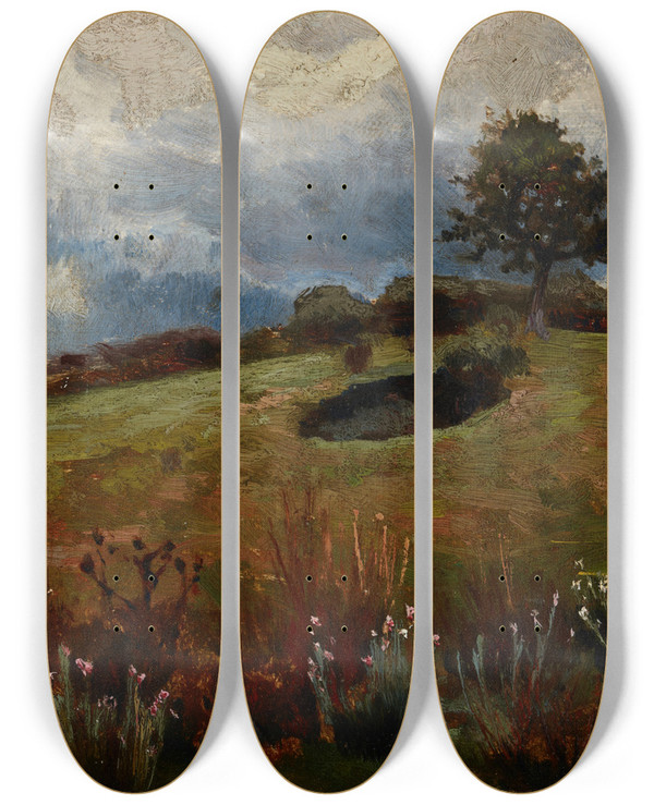 Triptych art skateboard deck of Jan Stanislawski Landscape_2 by Jan Stanislawski (1860-1907)