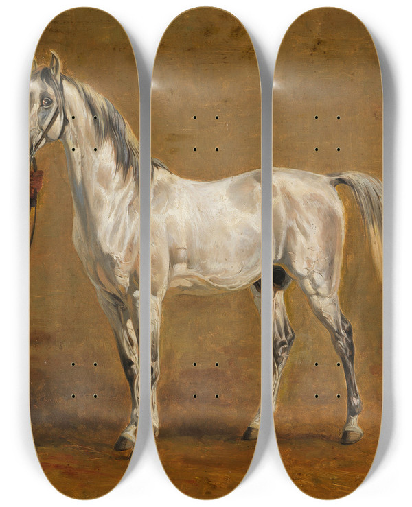 Triptych art skateboard deck of Friedrich Voltz Schimmel Mit Rittmeister by Friedrich Voltz (1817-1886)