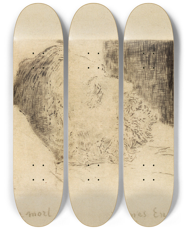 Triptych art skateboard deck of James Ensor Mijn Dode Vader by James Ensor (1860-1949)