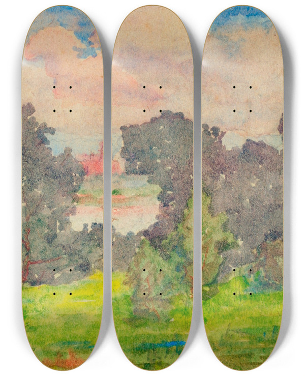 Triptych art skateboard deck of A H O Rolle Untitled by A H O Rolle (1875-1941)