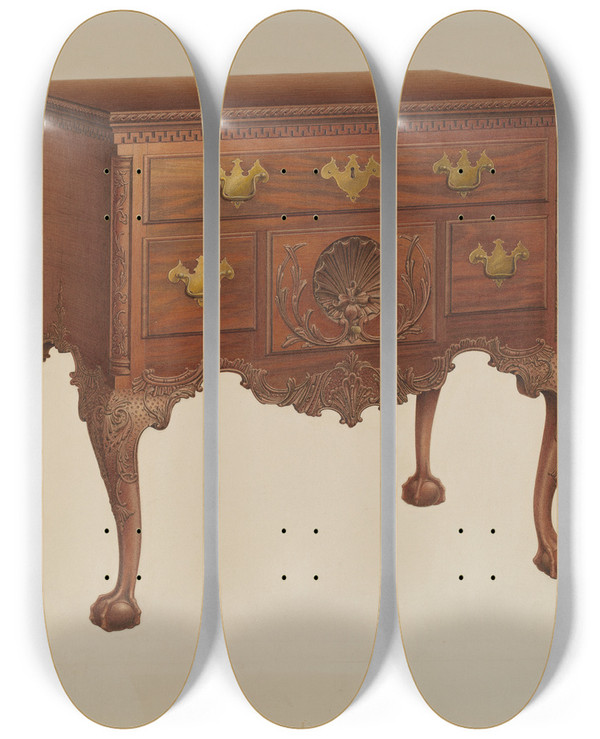 Triptych art skateboard deck of Ferdinand Cartier Lowboy by Ferdinand Cartier