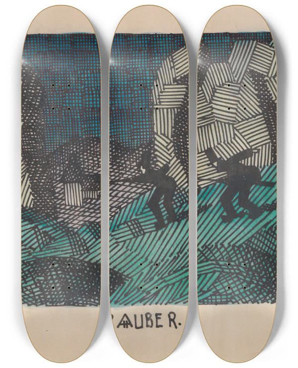 Triptych art skateboard deck of Karl Wiener Ruber by Karl Wiener (1901-1949)