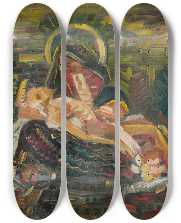 Triptych art skateboard deck of Arnold Peter Weiszkubnan Piet by Arnold Peter Weisz-Kubnan (1898-1944)