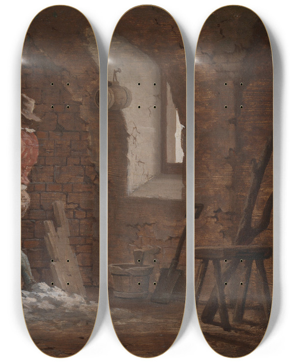 Triptych art skateboard deck of John Cranch Plasterer by John Cranch (1751-1821)