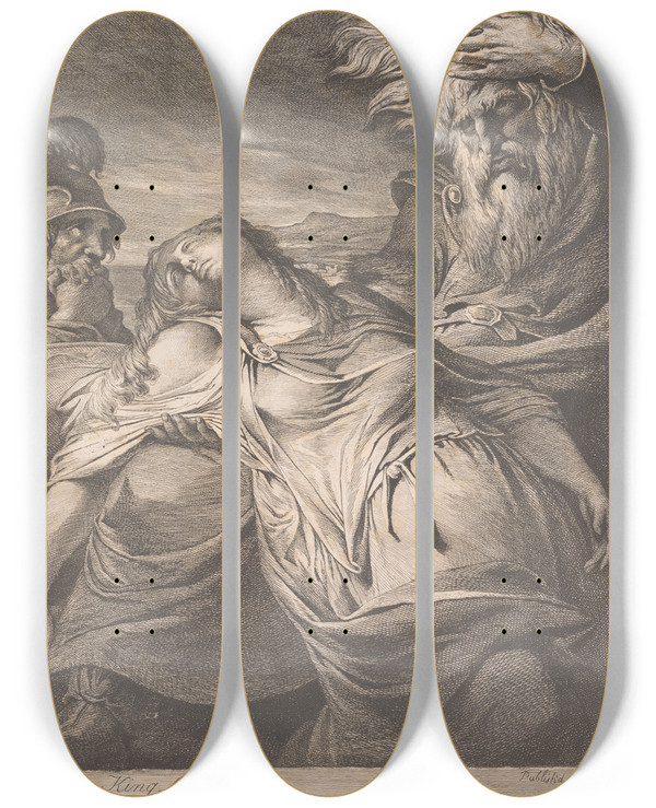 Triptych art skateboard deck of James Barry King Lear by James Barry (1741-1806)