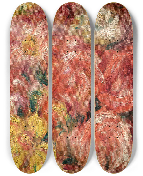 Triptych art skateboard deck of Pierreauguste Renoir Fleurs by Pierre-Auguste Renoir (1841-1919)