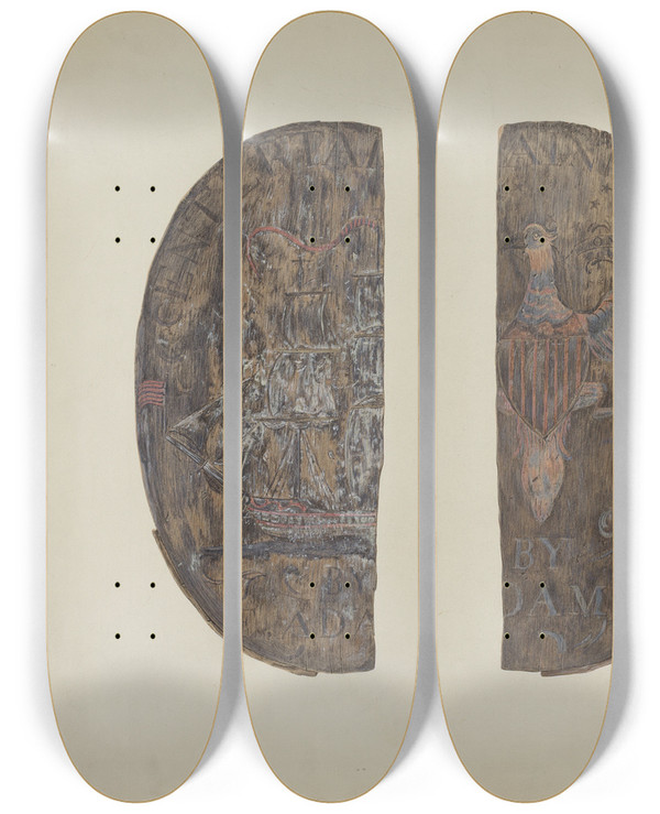 Triptych art skateboard deck of John Matulis Tavern Sign_2 by John Matulis