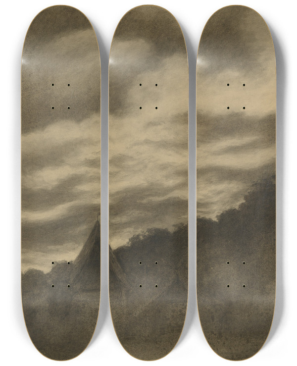 Triptych art skateboard deck of Sam Dmann Cloud by Sam dmann (1872-1902)