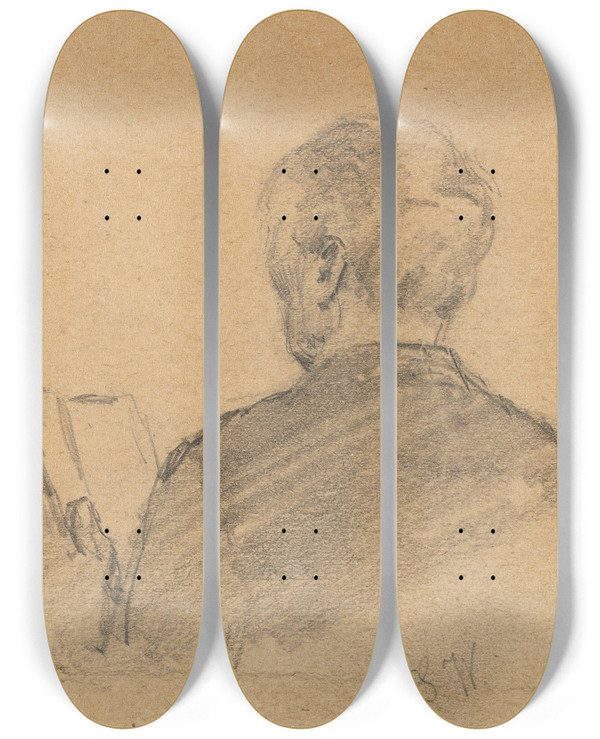 Triptych art skateboard deck of Gustav Wentzel Figure Study_3 by Gustav Wentzel (1859-1927)