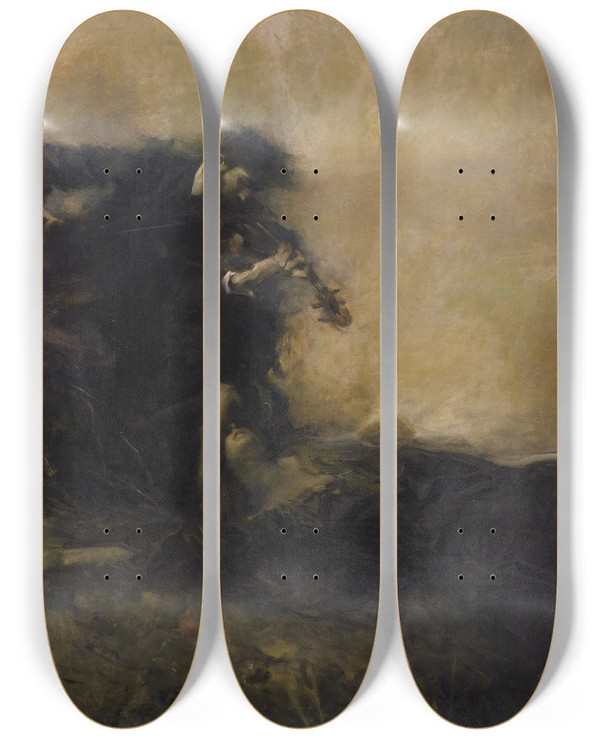 Triptych art skateboard deck of Ambrogio Antonio Alciati Spasmo by Ambrogio Antonio Alciati