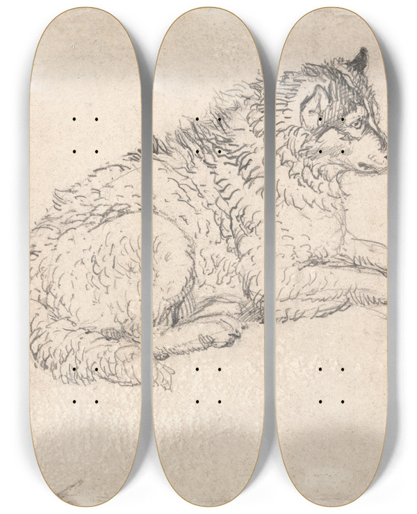 Triptych art skateboard deck of James Ward Arctic Dog Facing Right by James Ward (1769-1859)