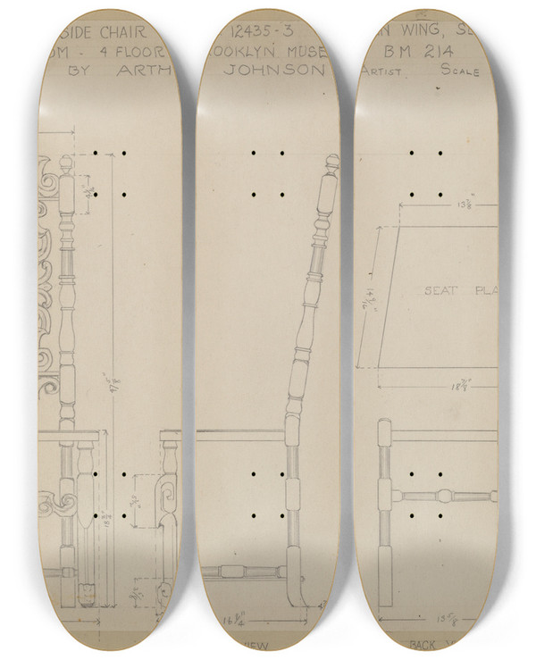 Triptych art skateboard deck of Arthur Johnson Highback Side Chair_1 by Arthur Johnson