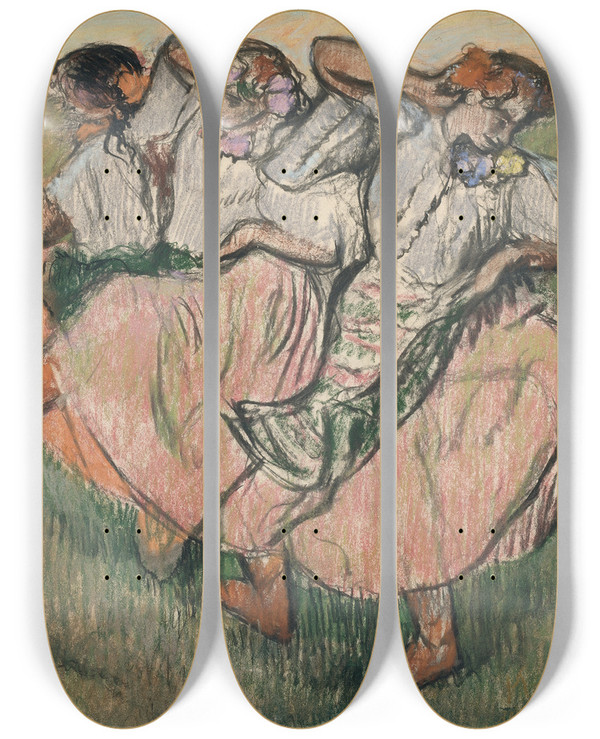 Triptych art skateboard deck of Edgar Degas Three Russian Dancers by Edgar Degas (1834-1917)