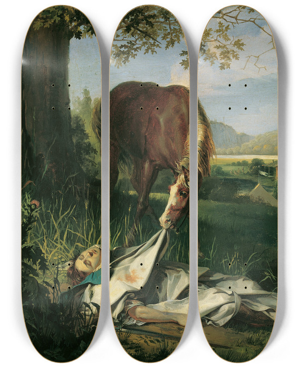 Triptych art skateboard deck of Josef Danhauser Wallsteins Grab by Josef Danhauser (1805-1845)