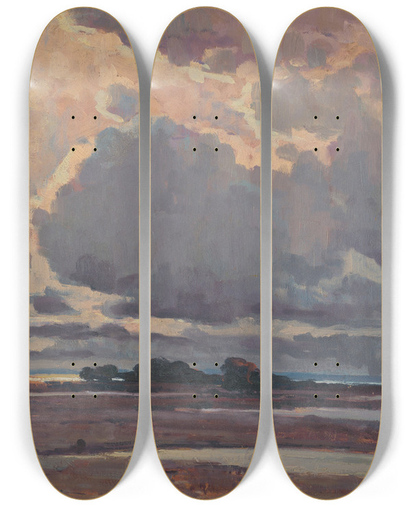 Triptych art skateboard deck of Udovt Ordk After The Storm by udovt ordk (1865-1937)