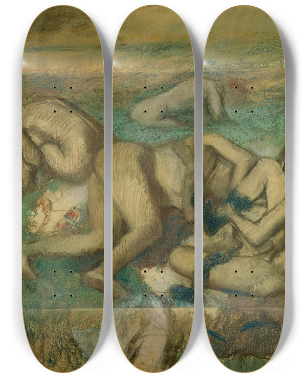 Triptych art skateboard deck of Edgar Degas The Bathers by Edgar Degas (1834-1917)