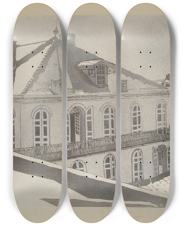 Triptych art skateboard deck of Arelia Arbo Wrought Iron Balcony Rail_2 by Arelia Arbo