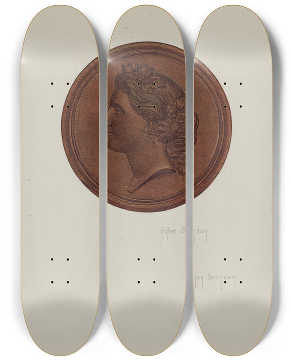 Triptych art skateboard deck of Helen Bronson Tieback_3 by Helen Bronson