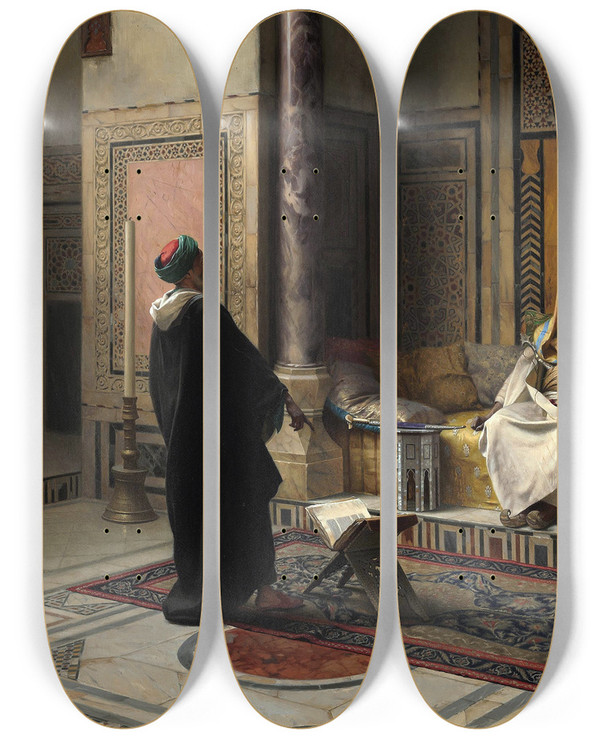 Triptych art skateboard deck of Ludwig Deutsch Learned Advice by Ludwig Deutsch (1855-1935)