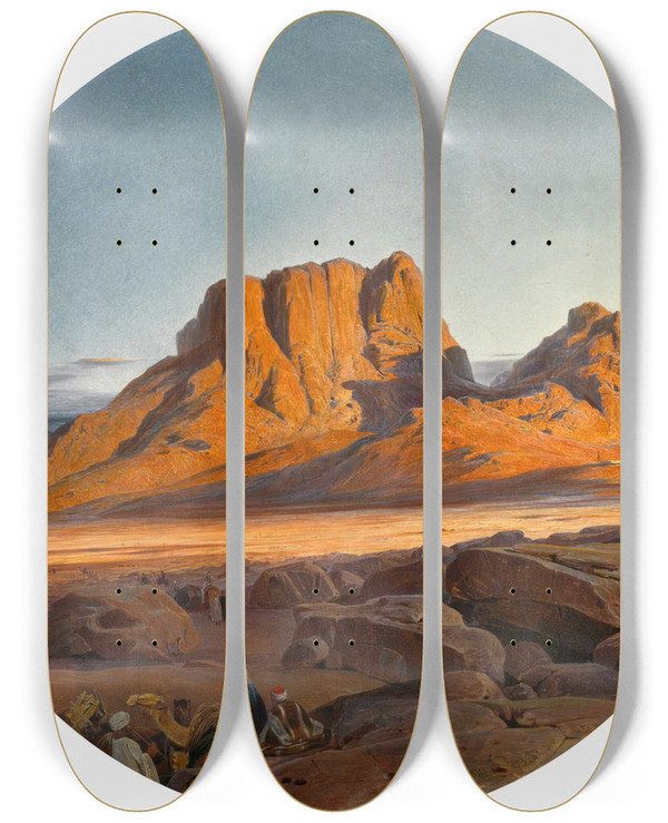 Triptych art skateboard deck of Edward Lear Mount Sinai by Edward Lear (1812-1888)