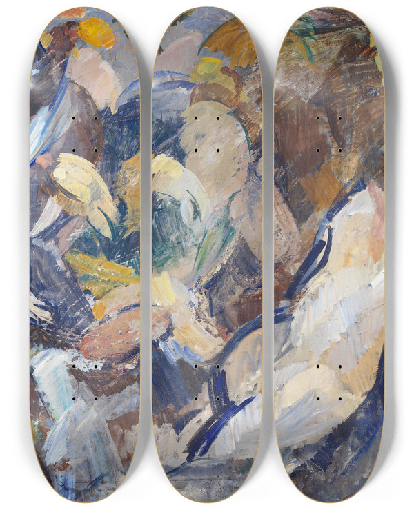 Triptych art skateboard deck of Edvard Weie Romantic Fantasy by Edvard Weie (1879-1943)