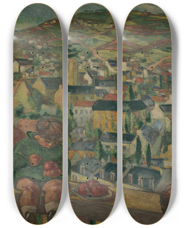 Triptych art skateboard deck of Georges Sabbagh Paysage by Georges Sabbagh (1877-1951)