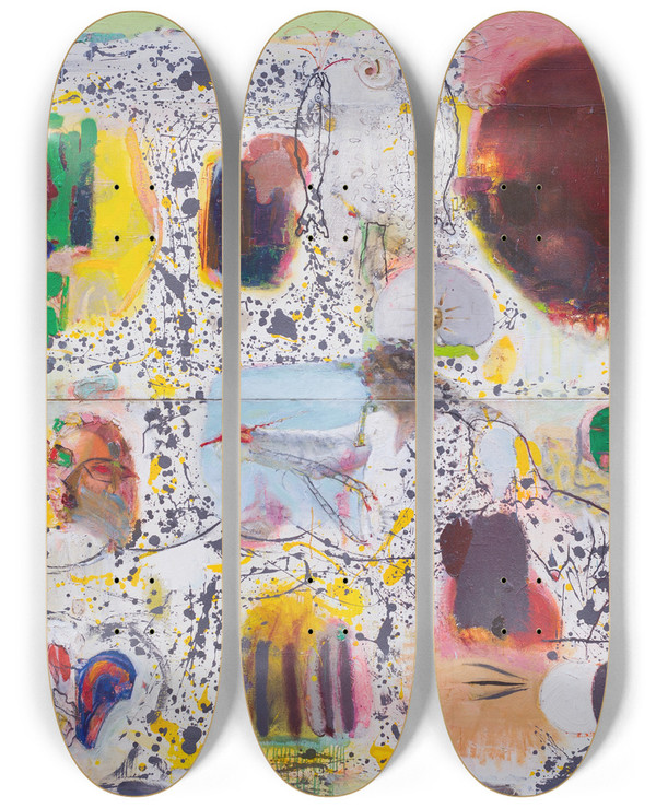 Triptych art skateboard deck of Tiit Psuke Enesekeskne by Tiit Paasuke (1941)