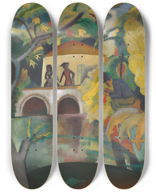 Triptych art skateboard deck of August Macke Rokoko by August Macke (1887-1914)
