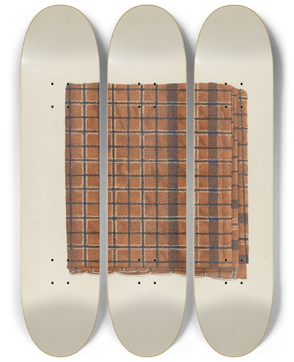 Triptych art skateboard deck of George Constantine Handkerchief by George Constantine