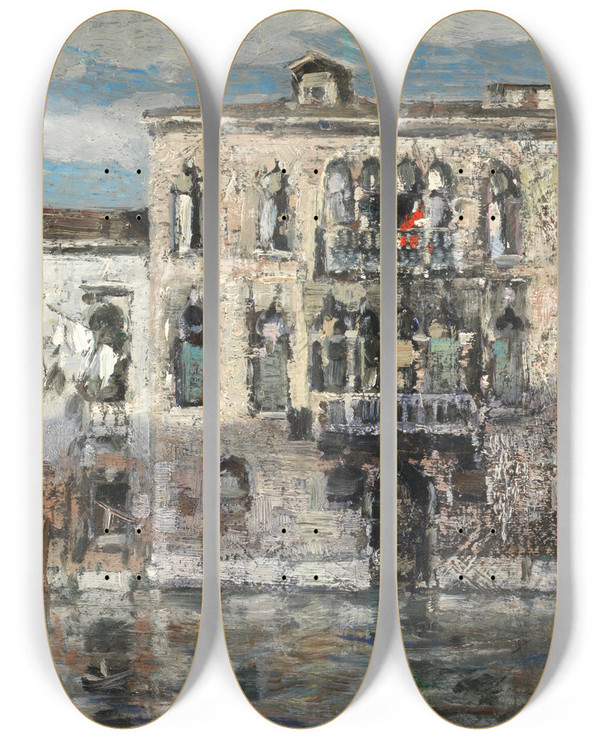 Triptych art skateboard deck of Emma Ciardi Venice by Emma Ciardi (1879-1933)